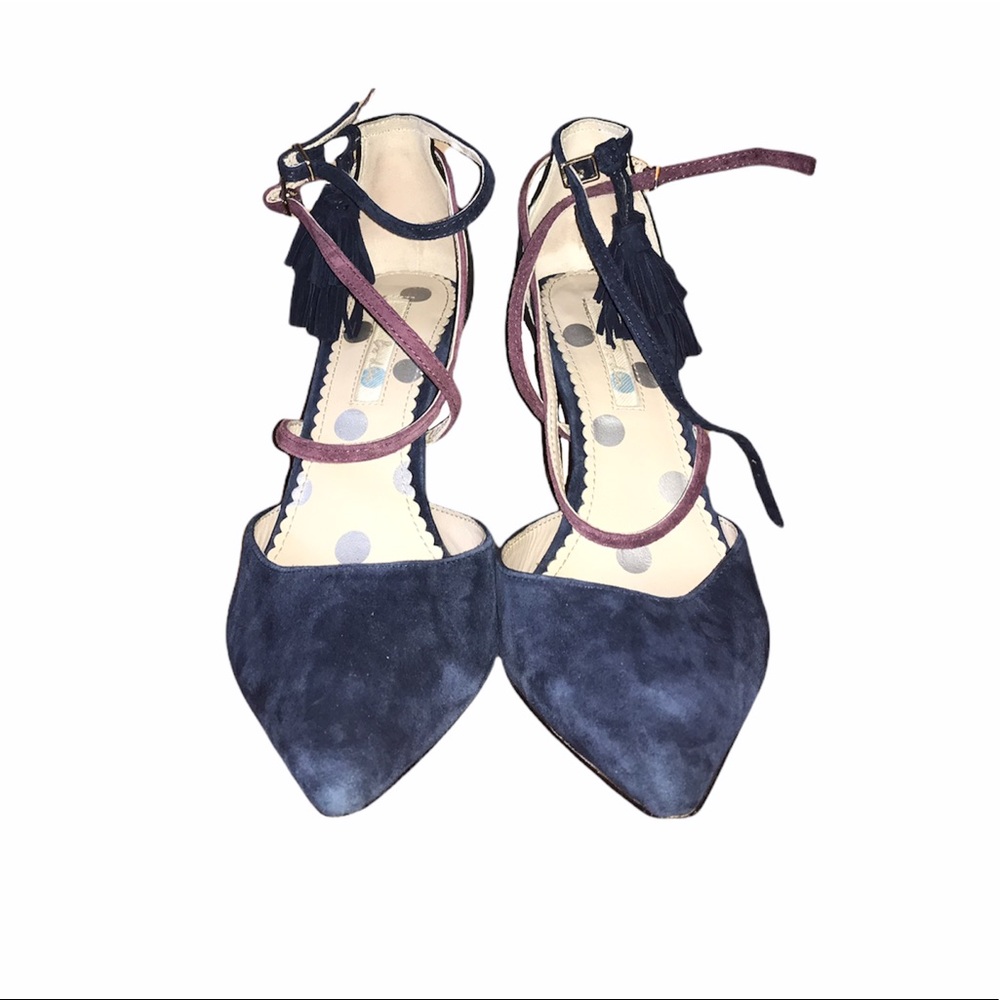 Boden Navy Purple Suede Point Toe Heel Tassel - Picture 13 of 16